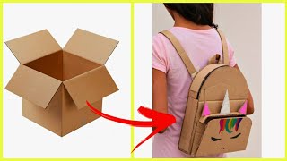 DIY Tas Unicorn dari Kardus || Cara membuat tas karton di rumah