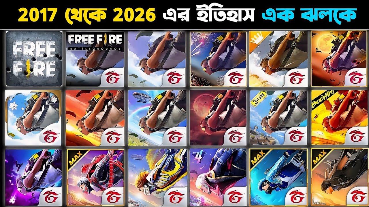 ফ্রী ফায়ার 2017–2026 এর সম্পূর্ণ ইতিহাস এক ঝলকে 🤯 | Complete History of Garena Free Fire (2017–2026)