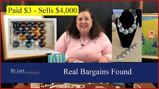 Real Bargains Found | Marbles, Crystal, Jewelry, Lamps, Silver, Frames | Goodwill Bins | by Dr. Lori