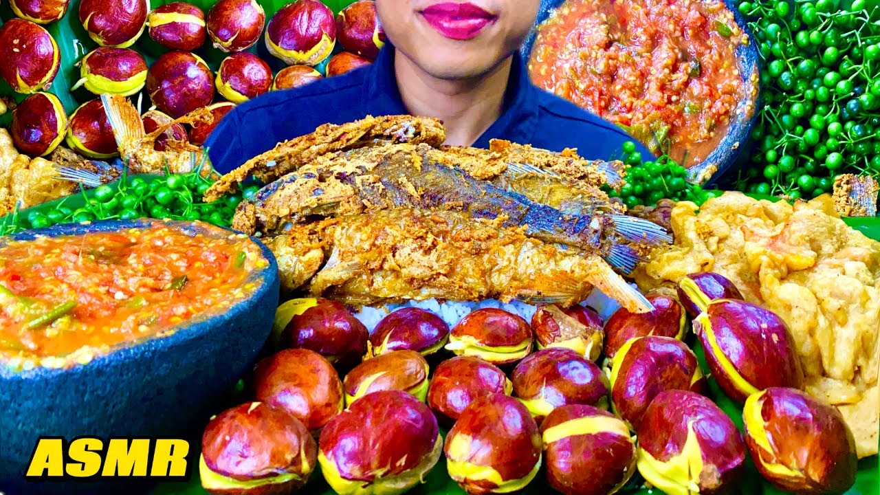 ASMR IKAN SEKOLAM, JENGKOL TUA SEKEBON, LALAPAN LEUNCA, PENTOL BAKAR, SAMBAL MUKBANG INDONESIA