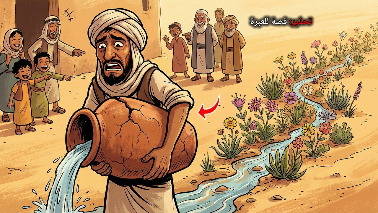 #قصة السقاء (بائع الماء) الذي كان يحمل جرة مكسورة تسرب الماء طوال الطريق، فكان الناس يضحكون عليه..