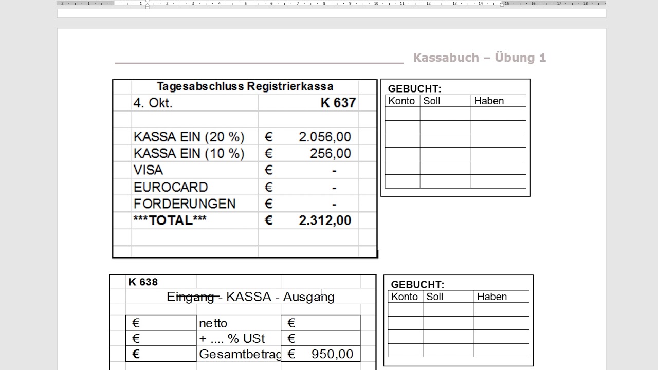 New Einführung Kassabuch
