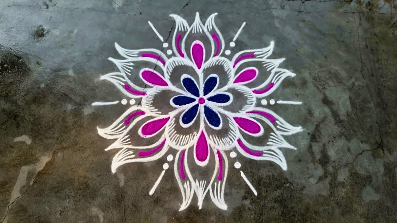 #Apartment rangoli for beginners (5-3)/#Unique Rangoli/#Friday Rangoli/#Beautiful rangoli 