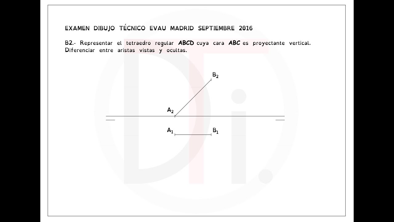 Ejercicio EVAU Madrid 2016 Sep B2 (S Diédrico, Dibujo Técnico, Bachillerato, Selectividad, PAU)