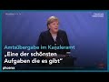 Amtsübergabe der ehemaligen Bundeskanzlerin Angela Merkel im Kanzleramt am 08.12.21