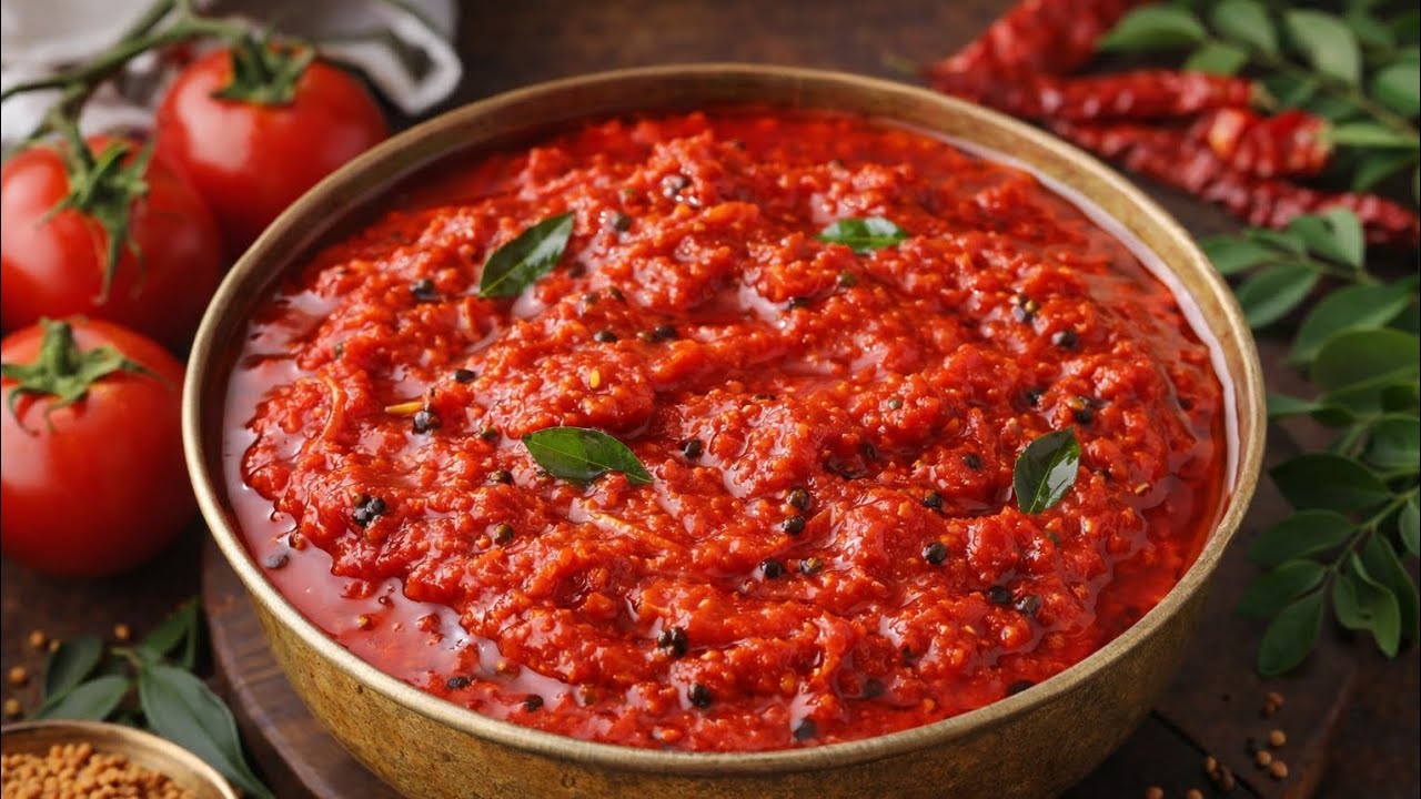 ఇందులో ఆవపిండి వేయలేదుకాబట్టి  వేడిశరీరతత్వం కలిగినవారైనా చక్కగా తినవచ్చుTomato pickle 😋