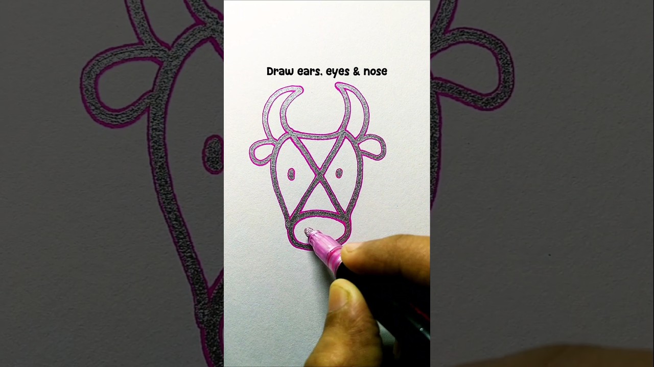 X into cow face drawing 