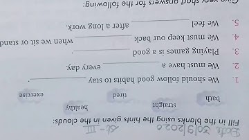 Class 2 evs chapter 7 Keeping fit and healthy fill in the blank