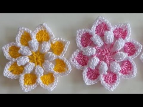 Crochet flower for applique - YouTube