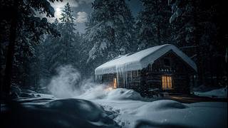 Blizzard in a Dark Winter Forest ❄️ Cozy Cabin Snowstorm Ambience | 1 Hour