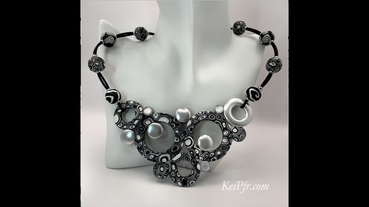 Retro on a Roll - Polymer Clay B&W Extruded Retro Cane Statement Necklace and Earrings Tutorial