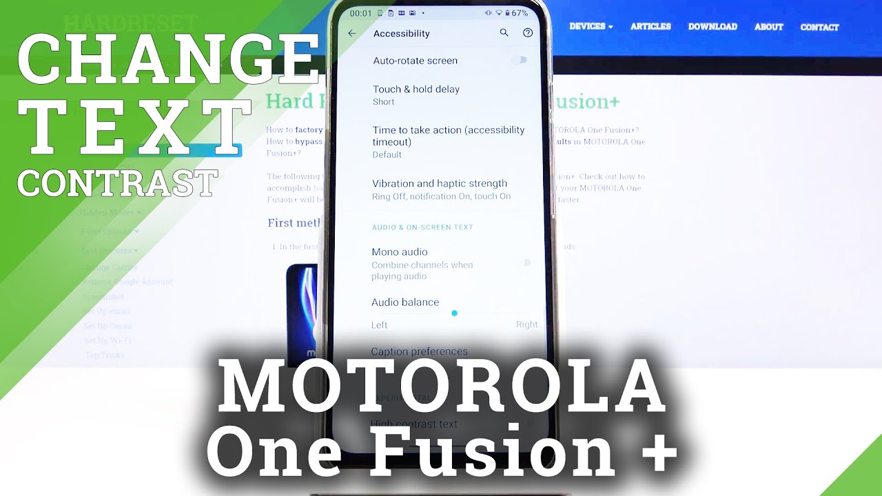 How to Set Up Contrast Text in MOTOROLA One Fusion+ - Display Settings
