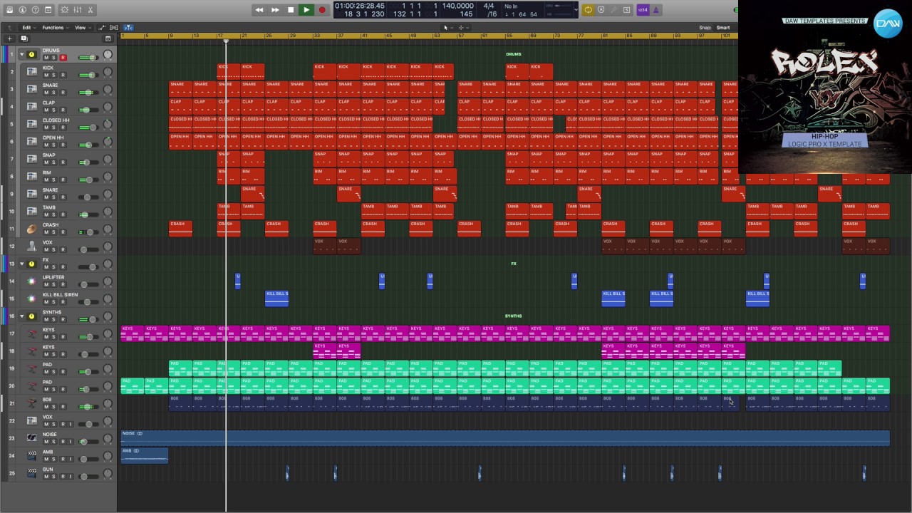hipHop Logic Pro X Template Rolex YouTube