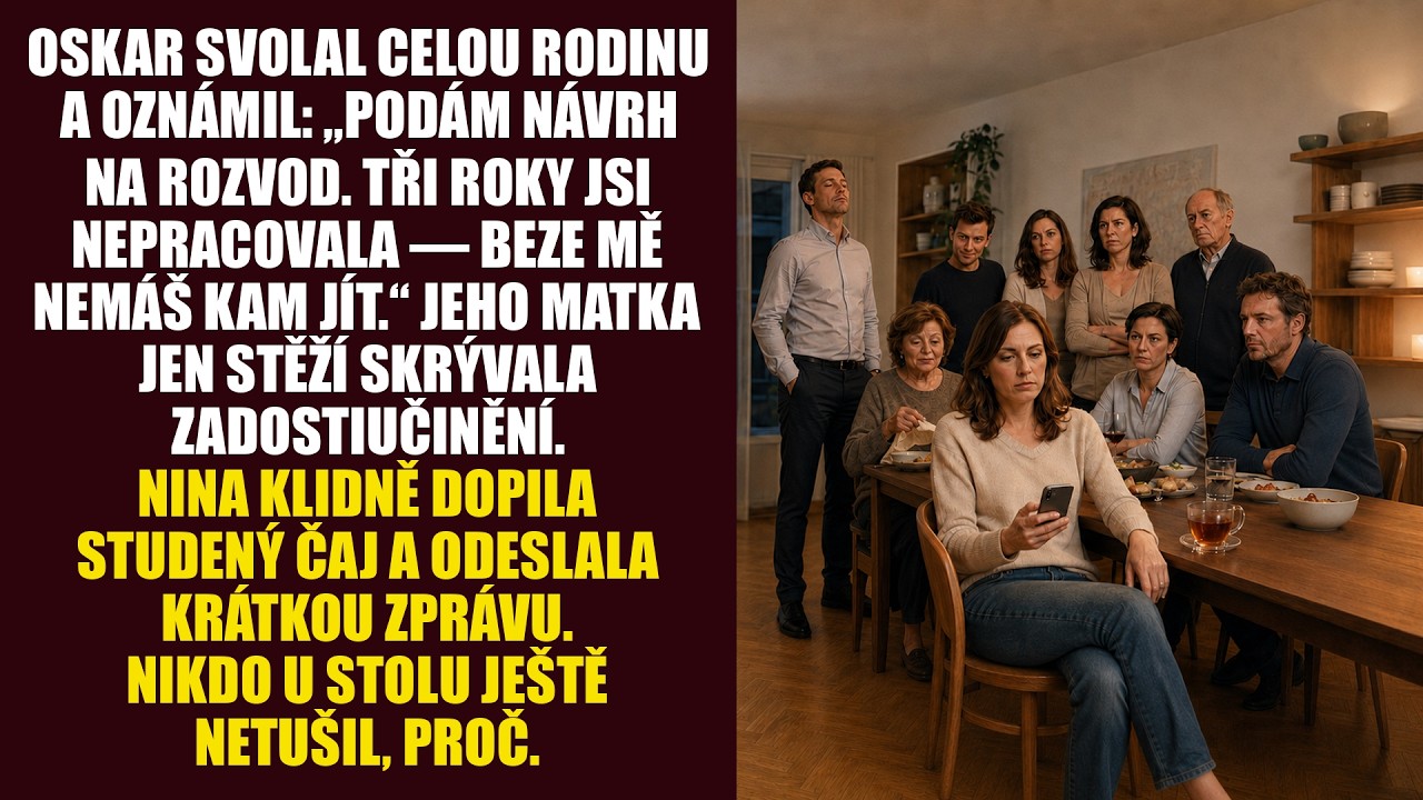 Ten večer měl být můj rozvod. Oskar si k tomu pozval celou svou rodinu, aby se dívali, jak mě poníží. „Jsi zbytečná, tři roky tě živím," řekl přede všemi. Máma mu přitakávala, švagrová počítala,...