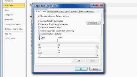 Correct Spelling and Typing Errors while Typing - Excel 2010
