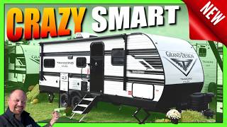 CLEVER new NO SLIDE Couple's Design! 2026 Grand Design Transcend 21RLX Travel Trailer