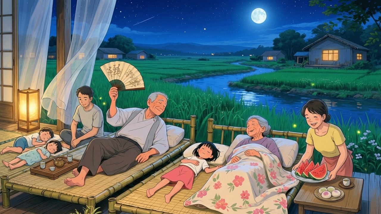 A Peaceful Day in a Japanese Countryside Village (Morning to Moonlight) | Ghibli-Style ASMR