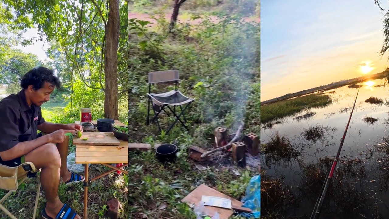 នៅទួលបុរាណ ពស់តាមស្រែស្ងោរស៊ុបពស់ In the ancient hill Camping cooking