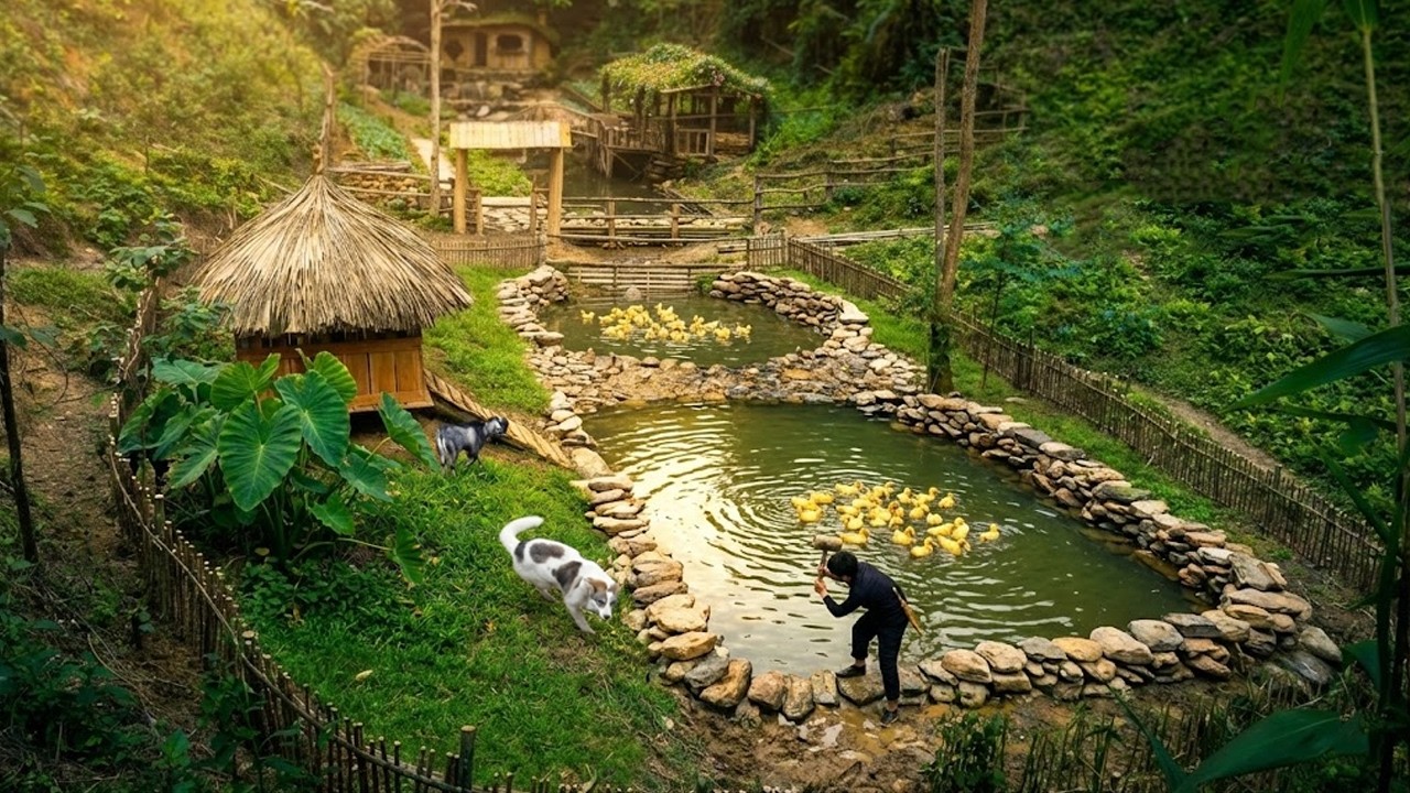 FULL VIDEO: Building a Duck Coop, Fish Pond, Making Smoked Fish | Life by the Waterfall