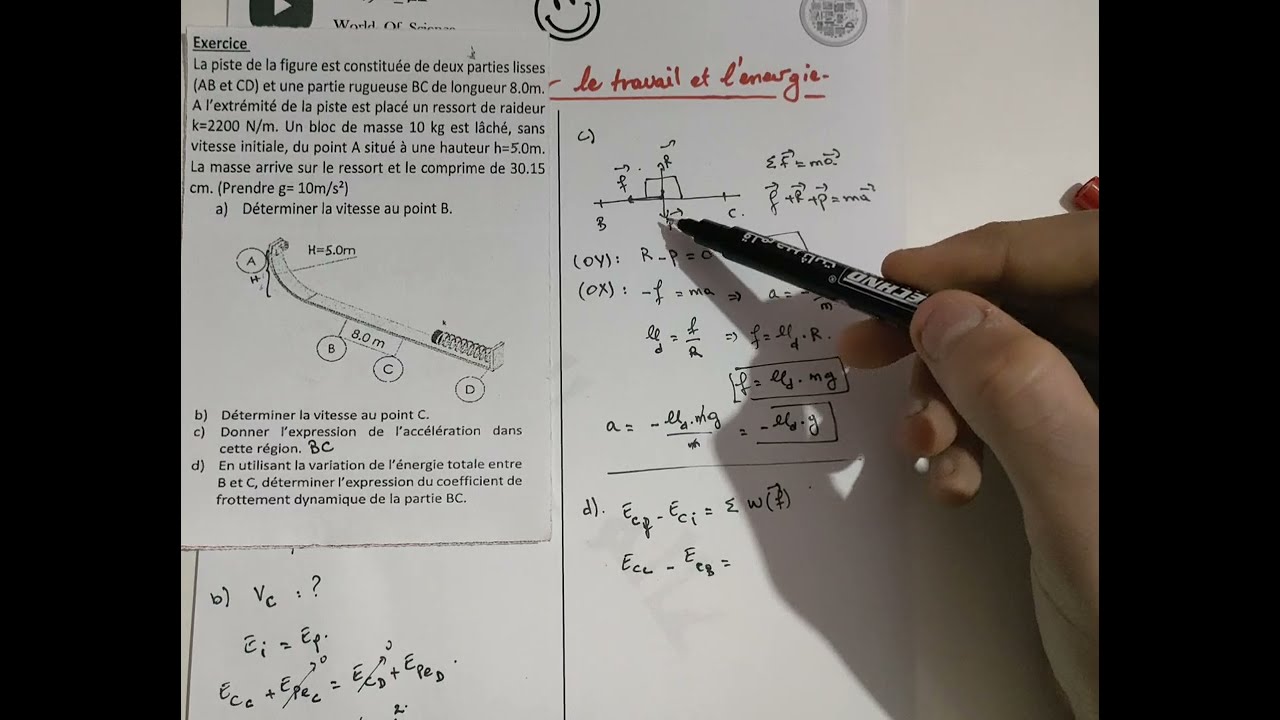 19. Physique 1 : Exercice top sur le travail et l'énergie . بالدارجة