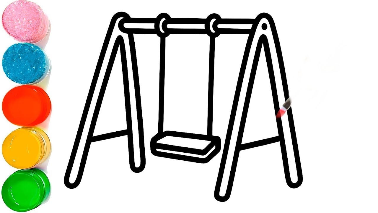 How to Draw a Playground Swing Cradle for Kids | Swing Cradle Drawing | Beautiful Swing Cradle