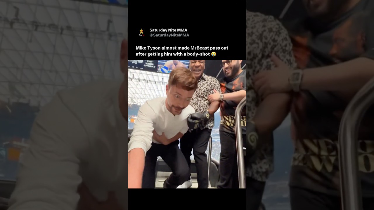 Mr Beast takes a BODY SHOT from Mike Tyson 😳. 