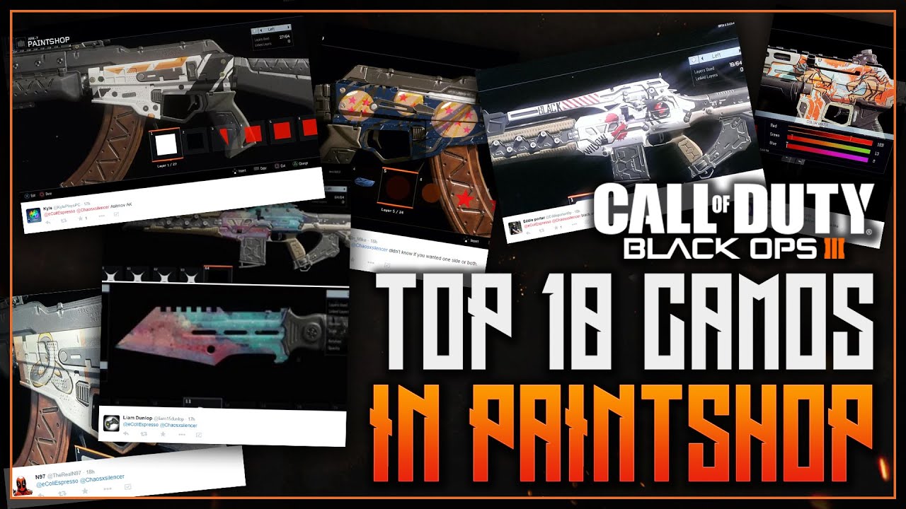 Black Ops 3 - TOP 10 COMMUNITY "PAINTSHOP CAMOS"! - NEW SERIES - BEST CAMOS!