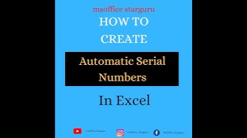 #shorts |#how to create automatic serial number in excel,#serialnumber,#automaticserialnumber,#excel