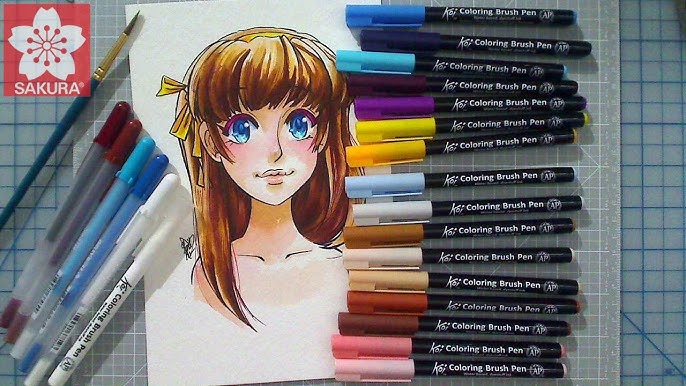 Manga Drawing Tutorial: Dark Skin Tones with Water Color - Koi Coloring  Brush Pens 