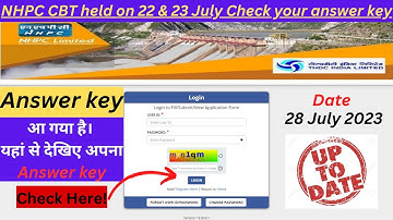 NHPC CBT ANSWER KEY l NHPC ANSWER KEY 2023