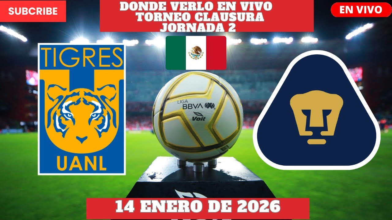 ⚽️Tigres UANL vs Pumas⚽️Donde ver el Partido En Vivo|Jornada 2 de la ...