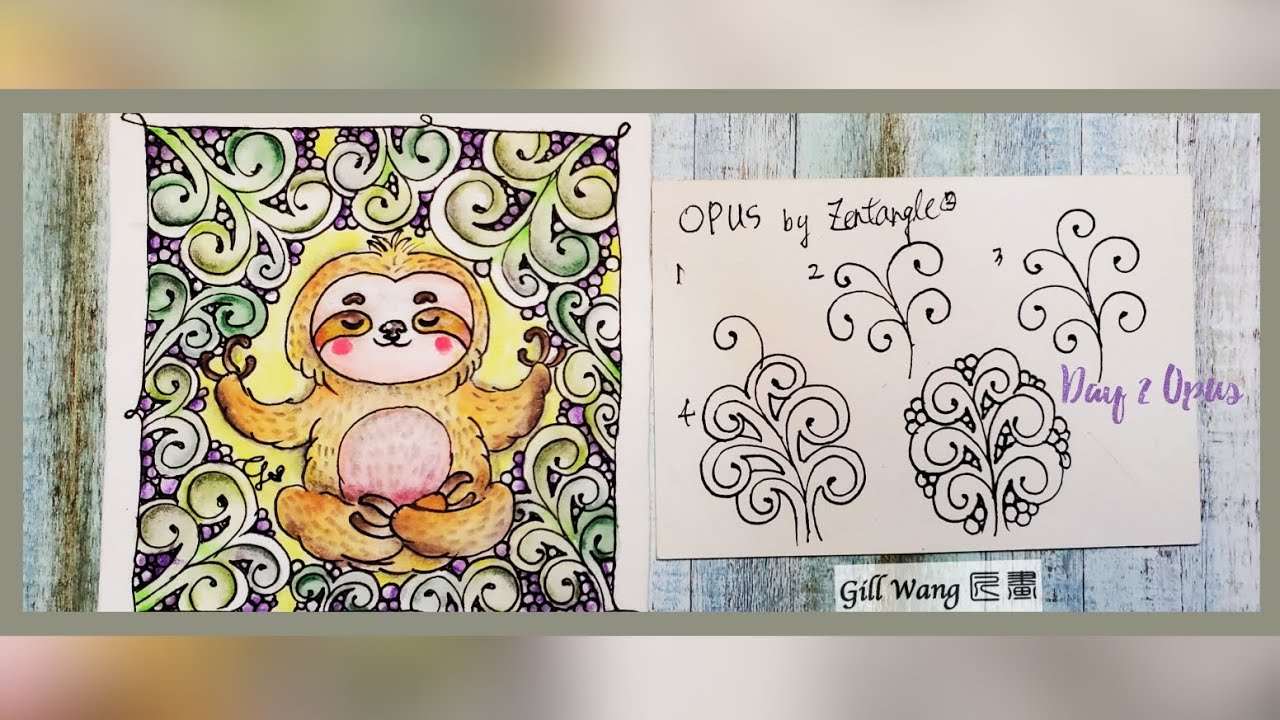 Lovely creatures with tangle patterns.  Day 02 Sloth. 