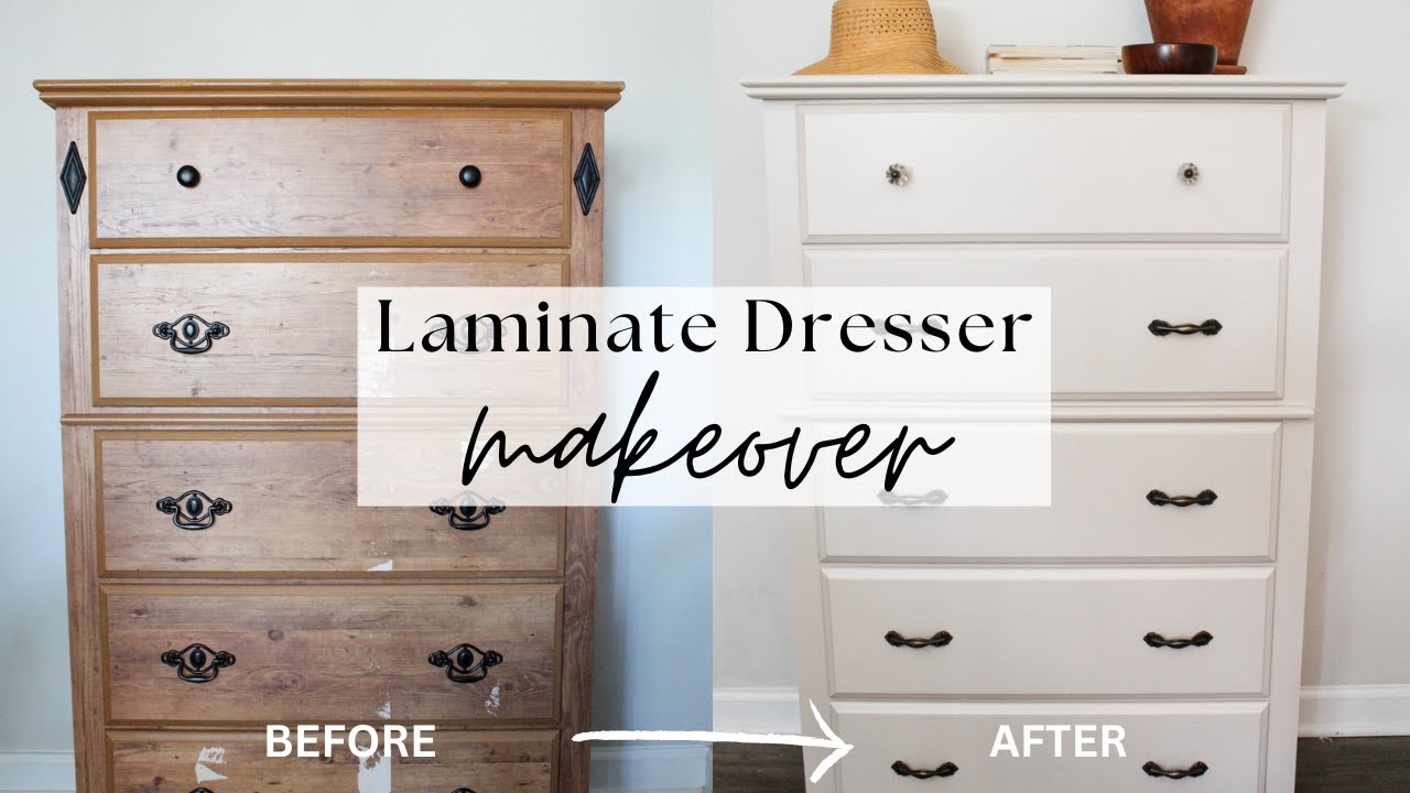How to Paint a Laminate Dresser EXTREME Dresser Makeover YouTube