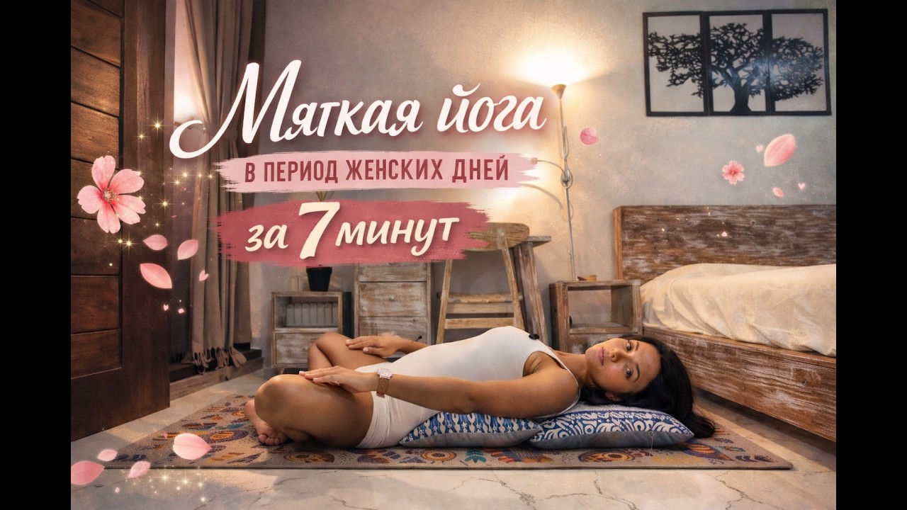 Мягкая йога в период женских дней за 7 минут