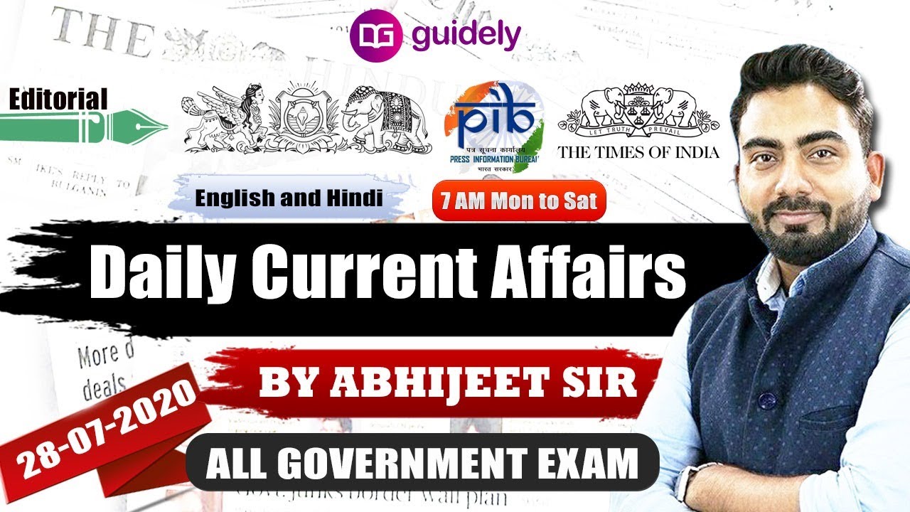 Daily Current Affairs 2020 (28 July 2020) [GA by Abhijeet Sir] Current Affairs Today
