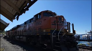 (Northbound) BNSF Loaded / Empty Grain Train passes through the Steilacoom Ferry Terminal.