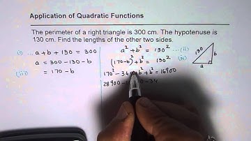 Application of Quadratic Function to Solve Triangle with Given Perimeter and Hypotenuse