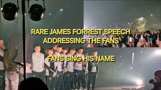 RARE!!! JAMES FORREST SPEECH OUTSIDE STADIUM / FANS SING HIS NAME