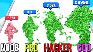 Collected a big man out of money! 💸 NOOB vs PRO vs HACKER vs GOD in Level Up Money 3D