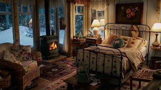 🔴Calm Winter Refuge | Drift to Sleep with the Soft Crackling Fire and Peaceful Winter Atmosphere