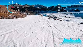 Straightlining Kaunnertal Glacier slope (3300m) skiing over 100Kph Top to Bottom