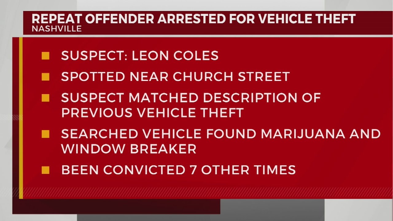 Repeat offender arrested for vehicle theft