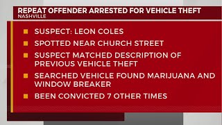 Repeat offender arrested for vehicle theft