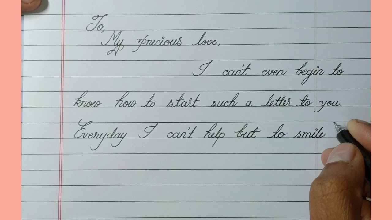 Valentine's Day special Neat cursive handwritten letter with gel pen ...