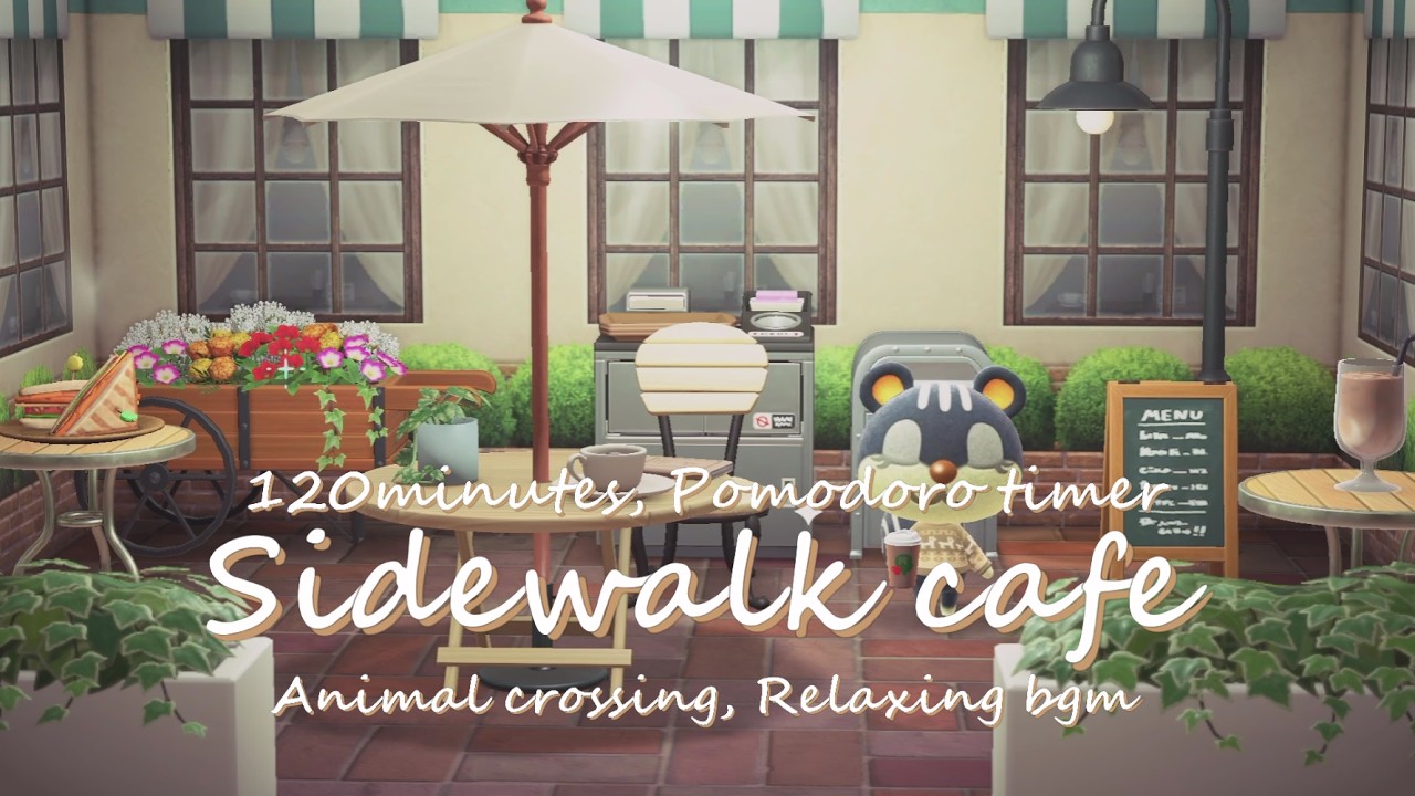 【あつ森 BGM】Sidewalk cafe☕🍀, Pomodoro timer 4set  |  Study with me  |  テラス席で勉強📝  勉強25分,休憩5分のタイマー付き⏰
