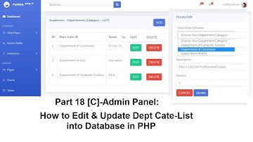 Part 18 [C]-Admin Panel: How to Edit & Update Dept Cate-List into Database in PHP