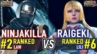T8 🔥 NINJAKILLA (#2 Ranked Law) vs RAIGEKI (#6 Ranked Lili) 🔥 Tekken 8 High Level Gameplay T8 🔥 NINJAKILLA (#2 Ranked Law) vs RAIGEKI (#6 Ranked Lili) 🔥 Tekken 8 High Level Gameplay