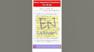 Most Important Question🔥🔥For M.Ed💥💥"System and Structure Of "Secondary & Higher Secondary Education"