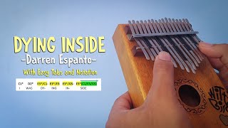 Dying Inside - Darren Espanto Wtty Birds Kalimba Cover With Easy Tabs And Notation