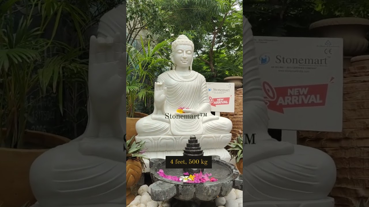 ORDER 4 FEET, 500 KG MARBLE BUDDHA STATUE FOR GARDEN FROM STONEMART™